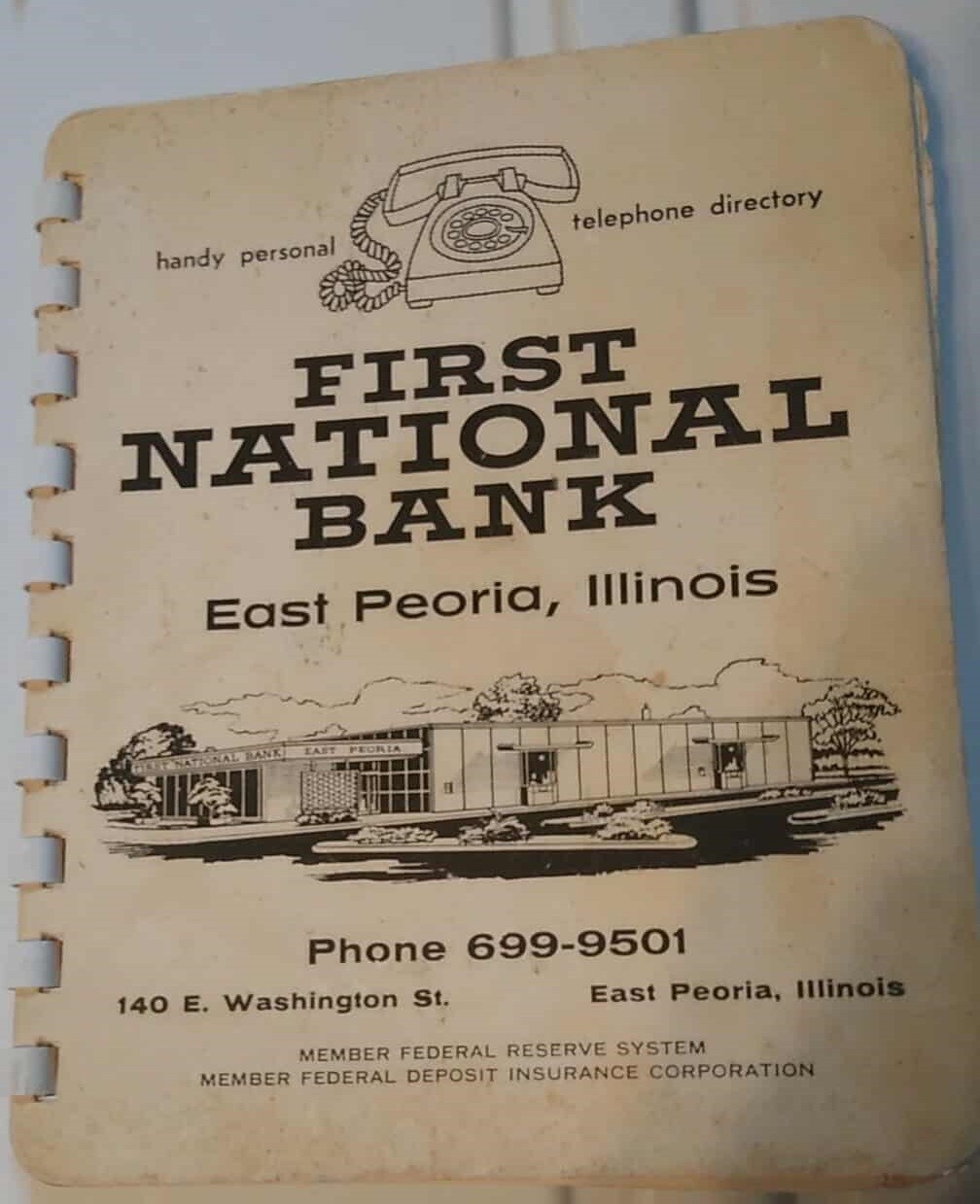 Vintage First National Bank East Peoria IL 1972 personal phone directory