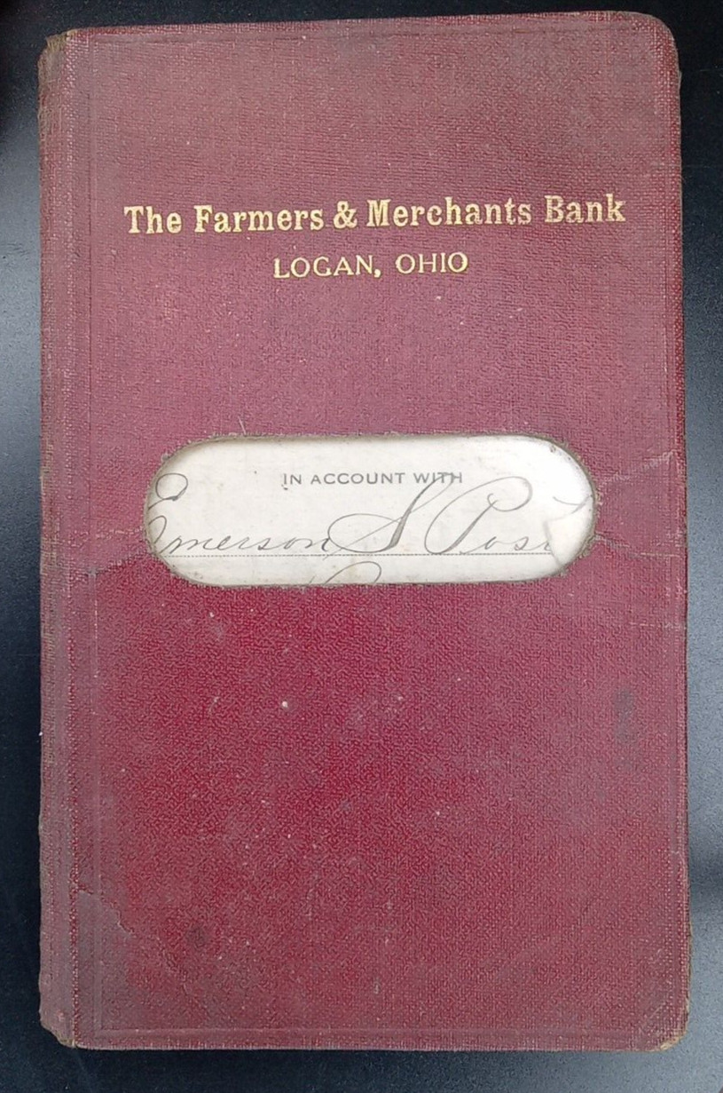 Logan Ohio Farmers Merchants Bank Account Book 1925 Vintage
