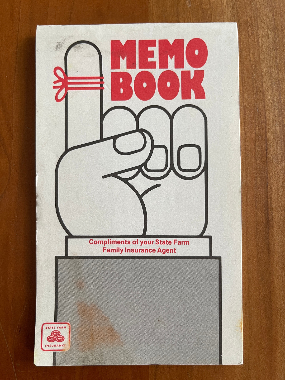 Vintage STATE FARM INSURANCE Advertising Memo Book Notepad 6 inch x 3.5 inch
