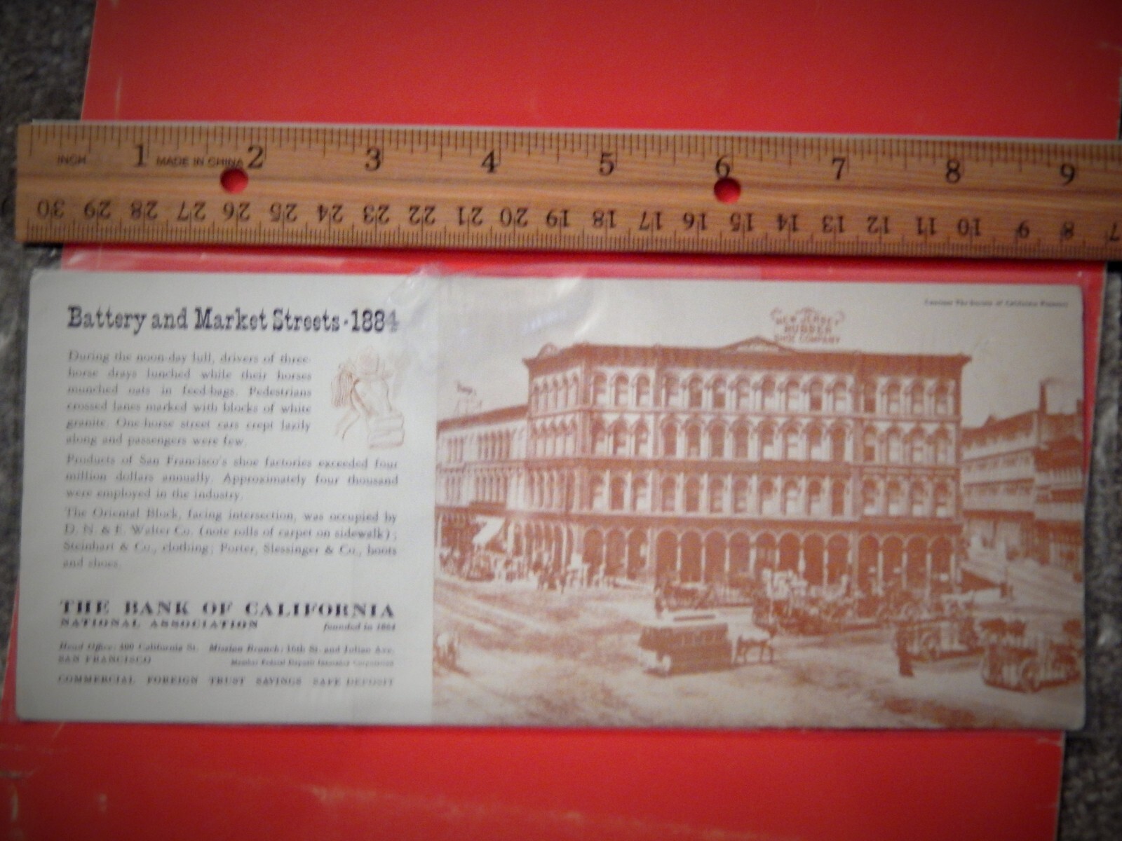 Bank of California San Francisco Advertising BLOTTER Vintage 1884 BATTERY&MARKET