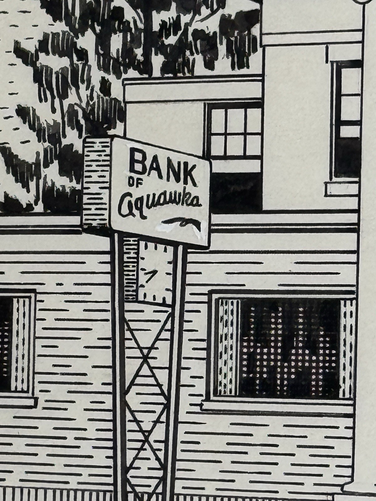Vintage Printing Company Artwork – Bank of Oquawka Building OQUAWKA ILLINOIS