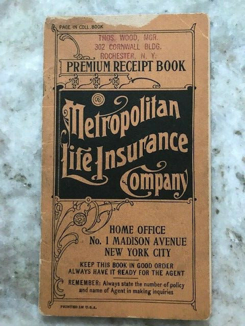 Metropolitan Life Insurance Company Premium Receipt Book 1923