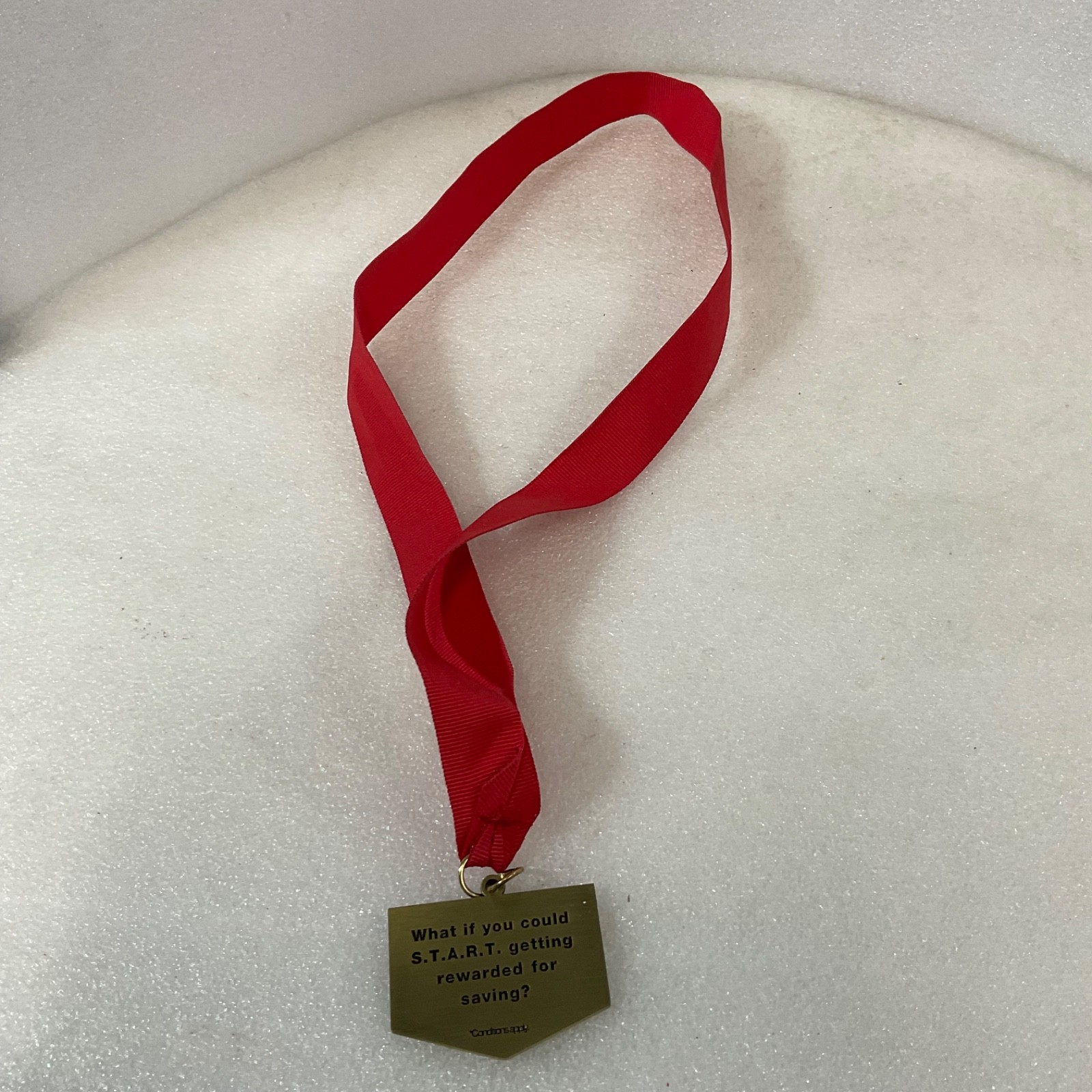 US Bank S.T.A.R.T. Advertising Medal 2.5 in Brass Tone w Red Ribbon