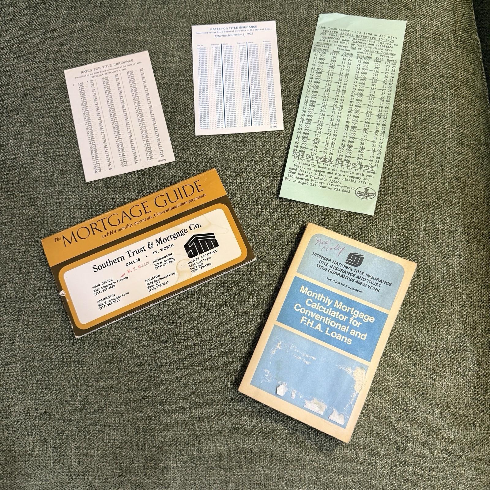Vintage 1970s Mortgage Title And Insurance Rate Cards | Real Estate Ephemera Lot