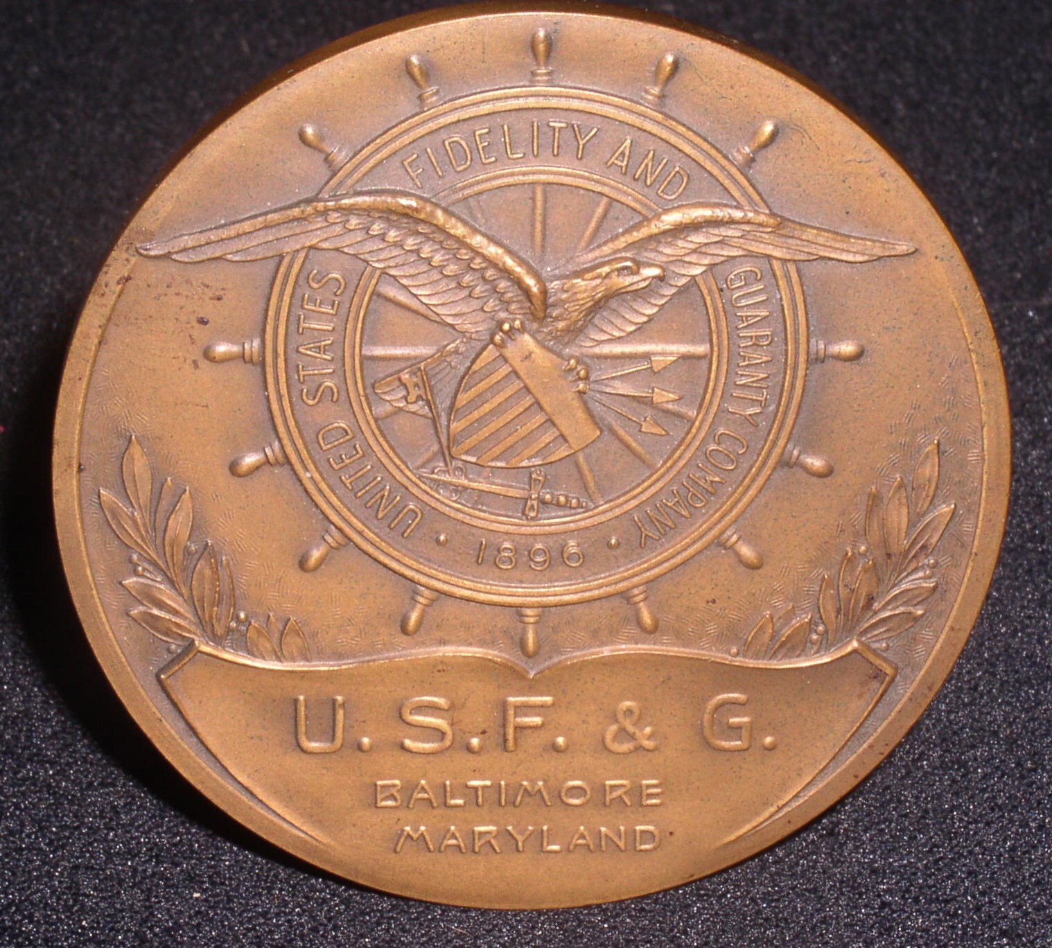U.S.F. & G~United States Fidelity & Guaranty~Balt.MD 1896-1946~50 year Coin~3″