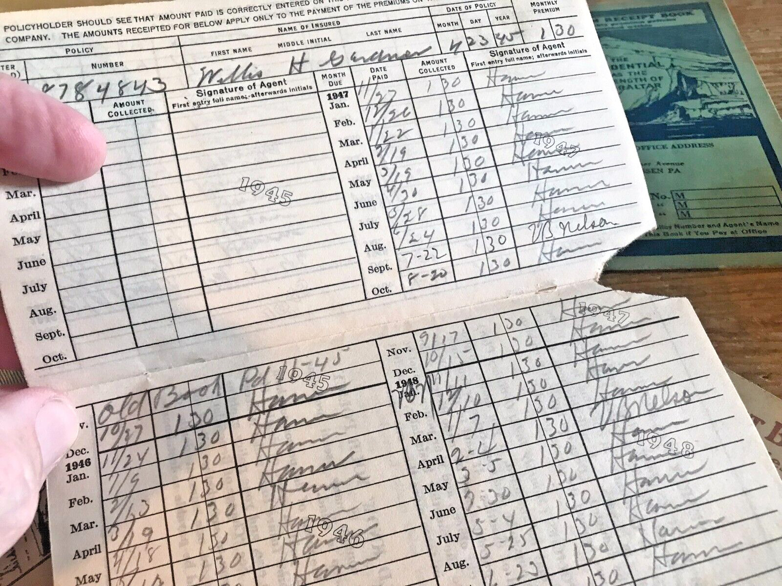 The Prudential Insurance Premium Receipt Payment Books 1930s 1940s Advertising