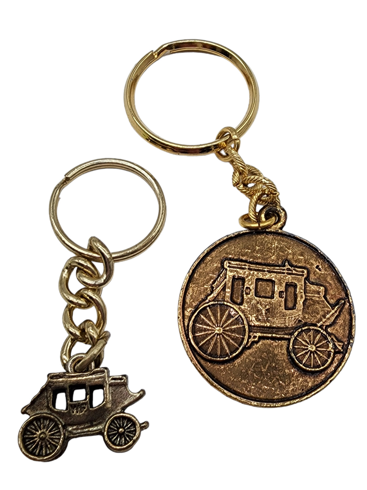 Wells Fargo Bank Keychain Key Ring Accessory Lot Gold Tone Vintage x2