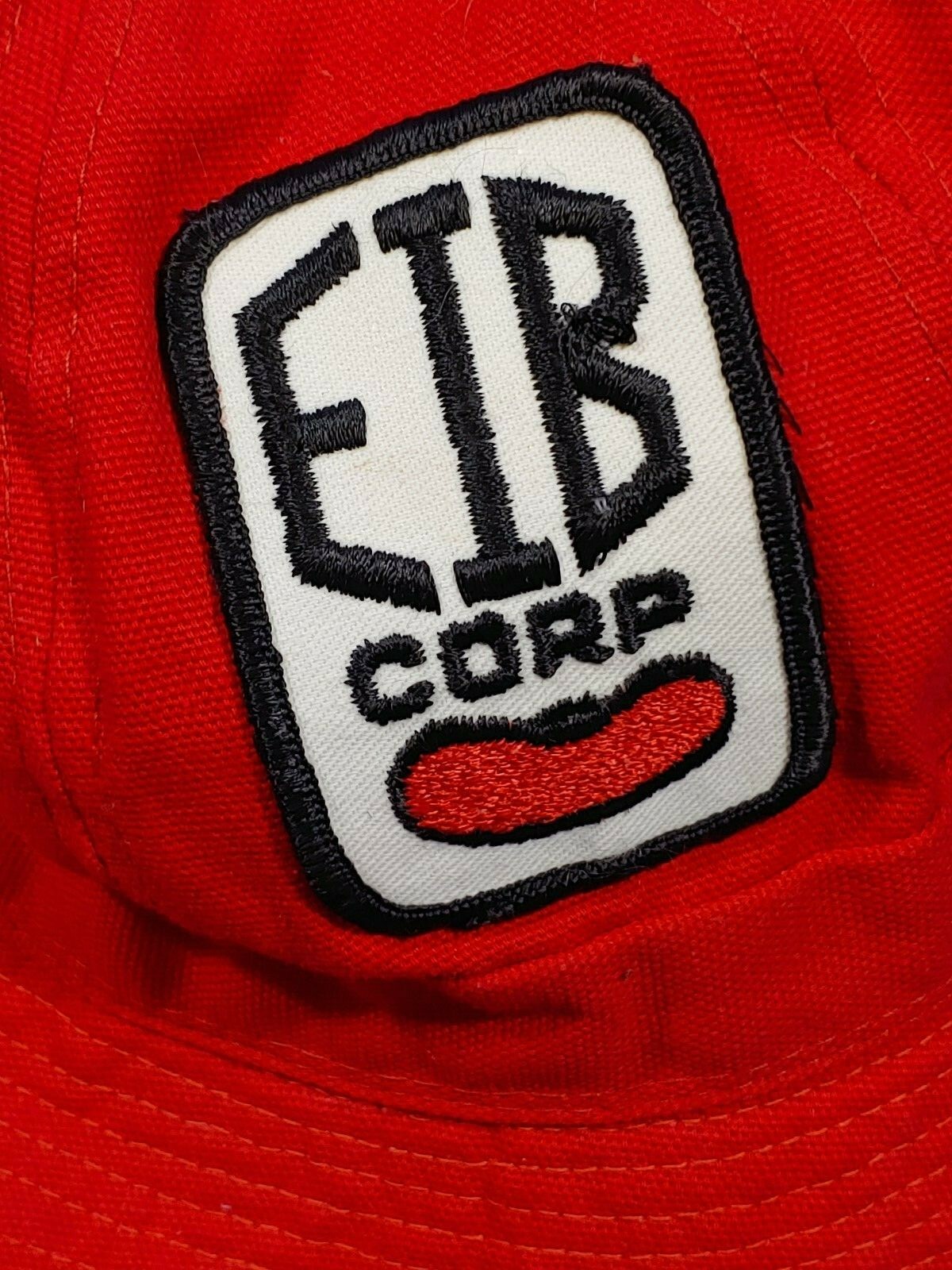 1950s-60s Red EIB Corp Bank Union Made Ladys Kids Garden Fishing Hat Advertising