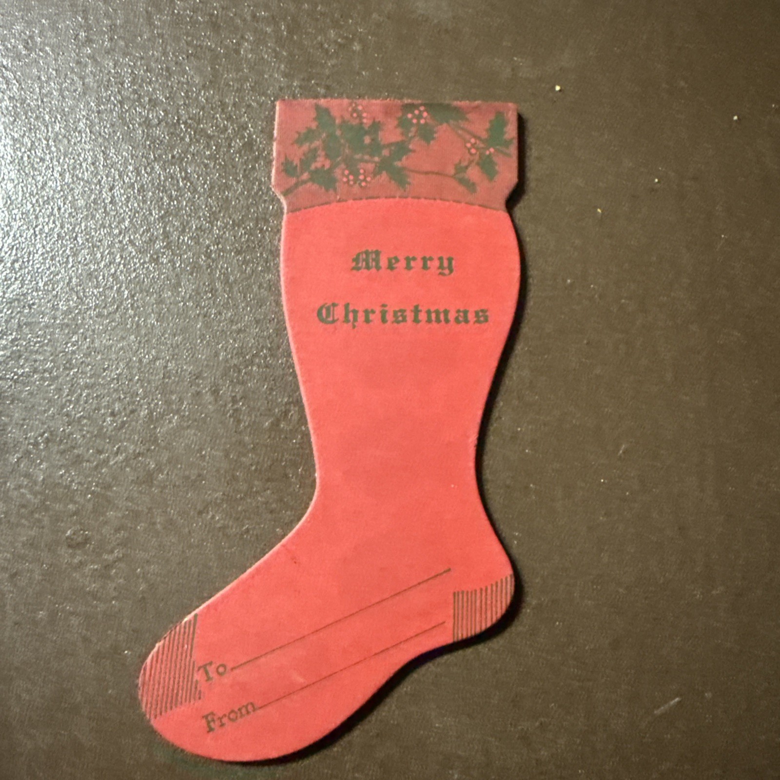 Vintage Christmas Dime Holder Bank Card Cardboard Stocking