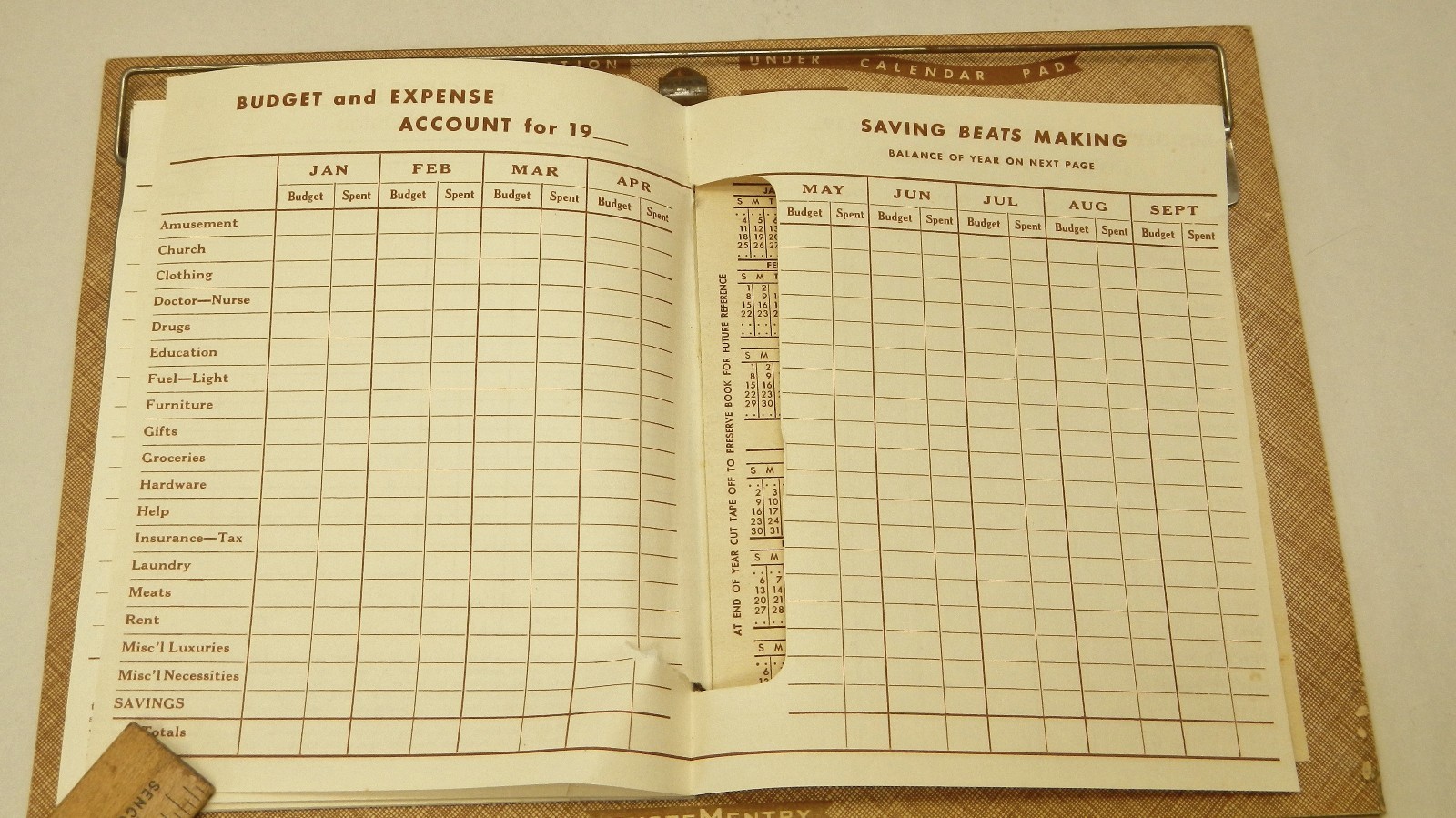 Vintage 1954 Citizens National Bank advertising record keeping Savings calendar