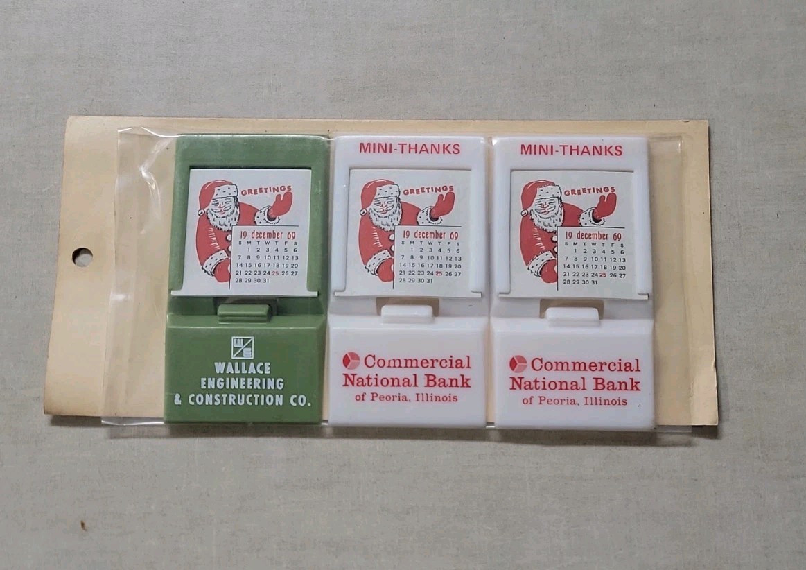 1969 NOS Advertising Mini Calendar 3-Pack Commercial National Bank Peoria IL