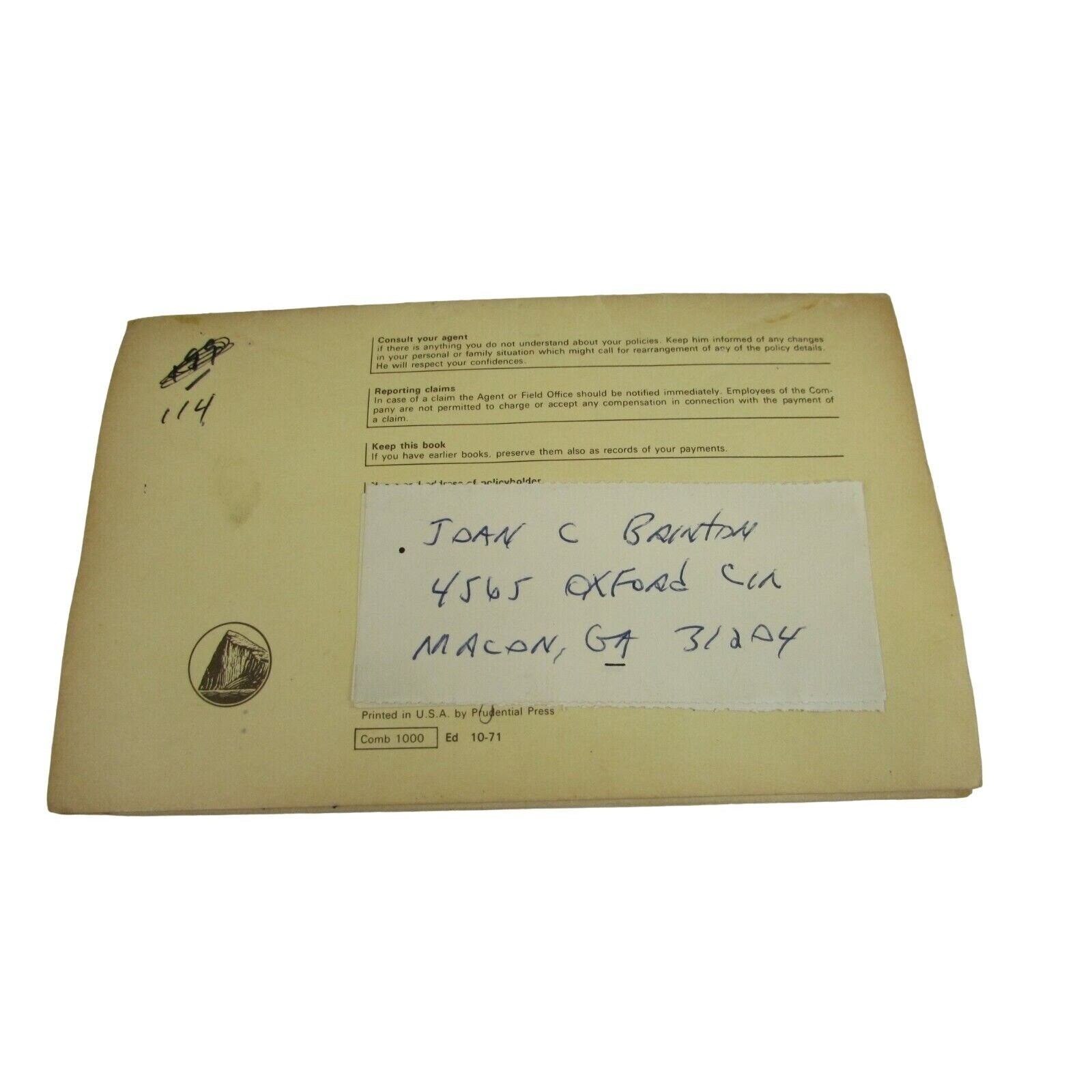 Vintage The Prudential Insurance Premium Receipt Book 1971 – 1978 53407