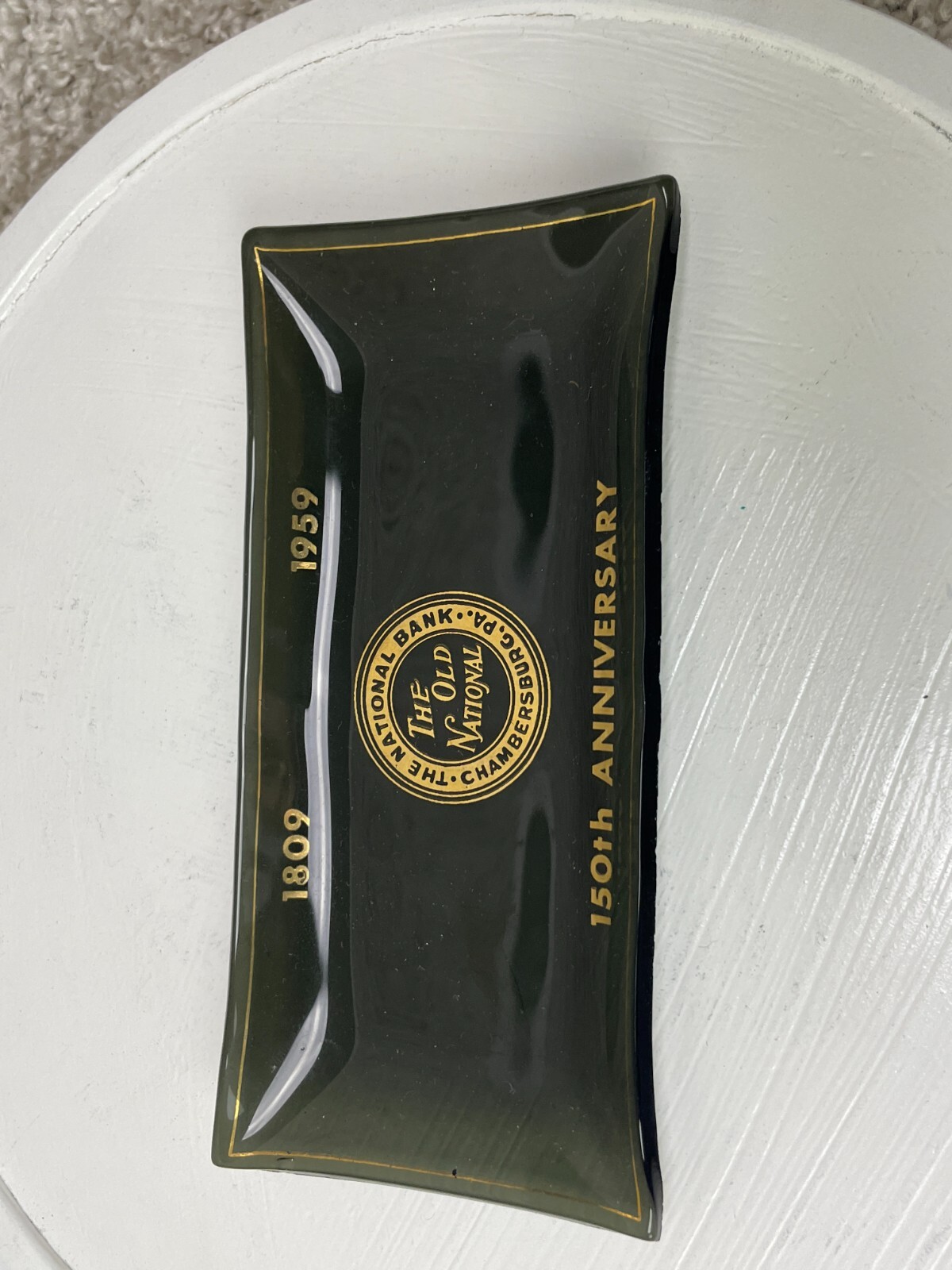 Vintage 1809-1959 150th Anniversary The Old National Bank Glass Dish Ashtray 6″