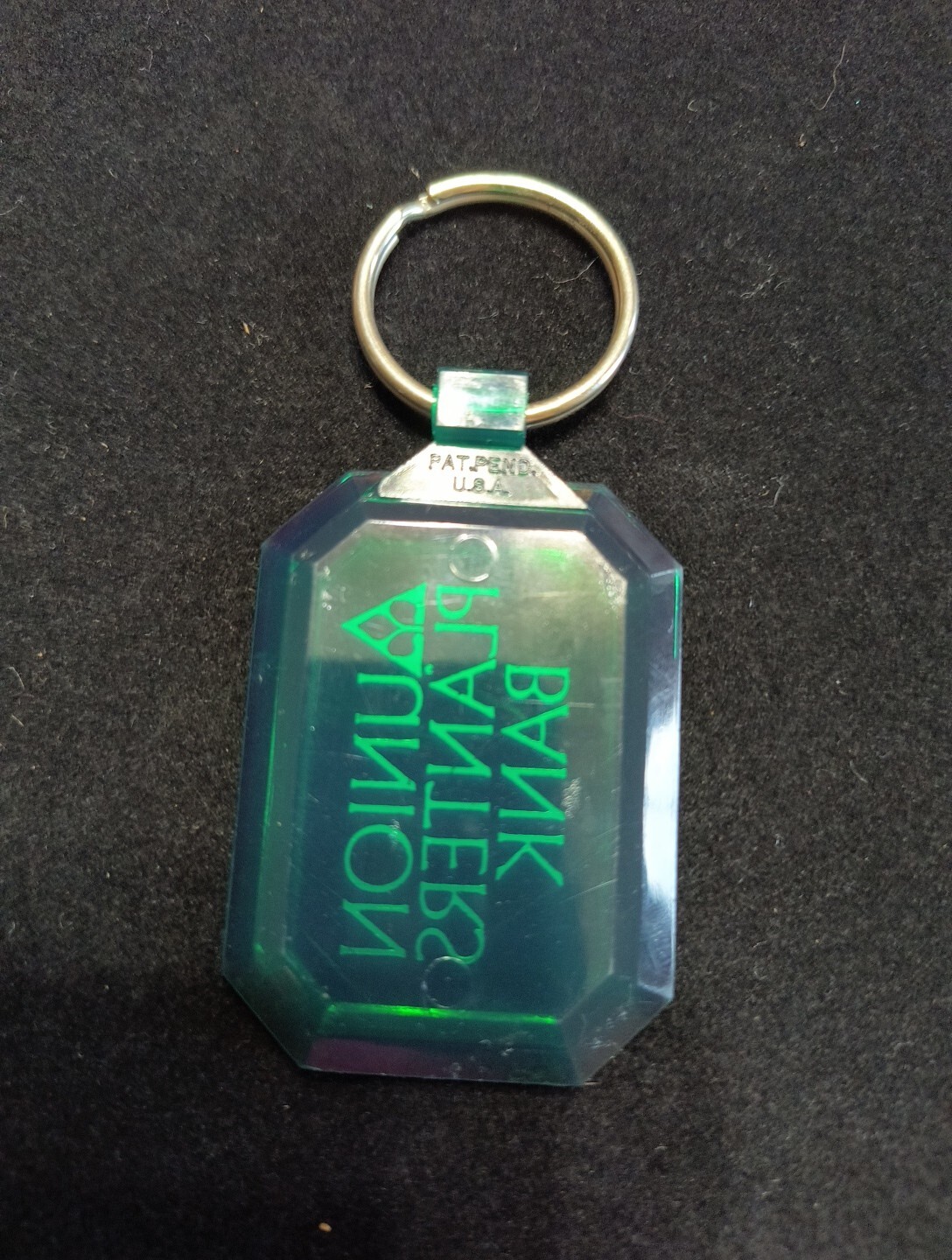 Plastic Green Union Planters Bank Keychain