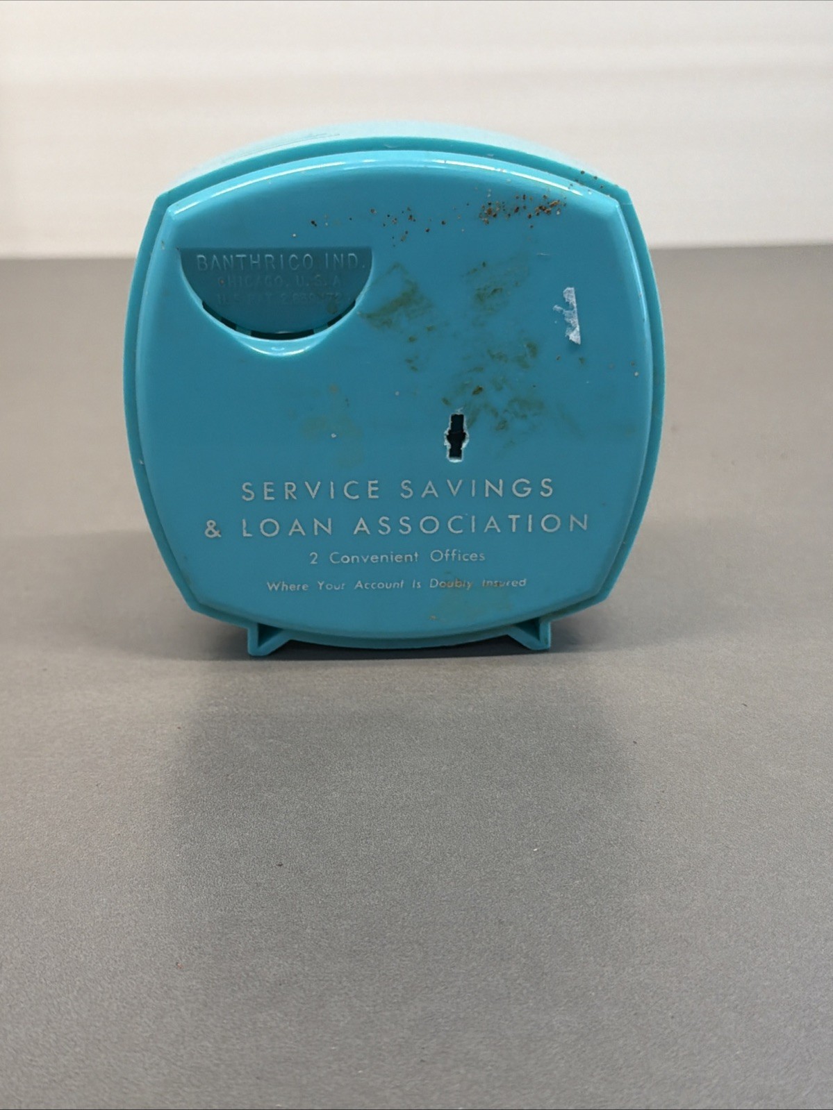 Vintage Retro Service Savings and Loan Assn. Blue Plastic Desk Calender B15
