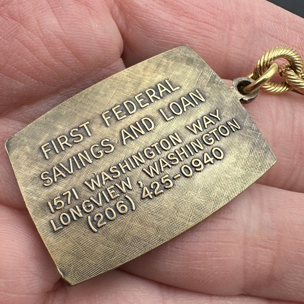 First Federal Savings and Loan 50th Anniversary Keychain Longview Washington VTG