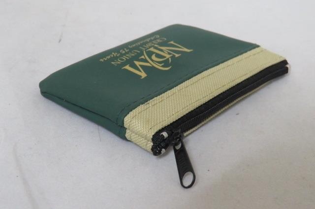 NPM Northern Paper Mills CREDIT UNION Green Bay WI Zip Open Coin Purse Bank Bag
