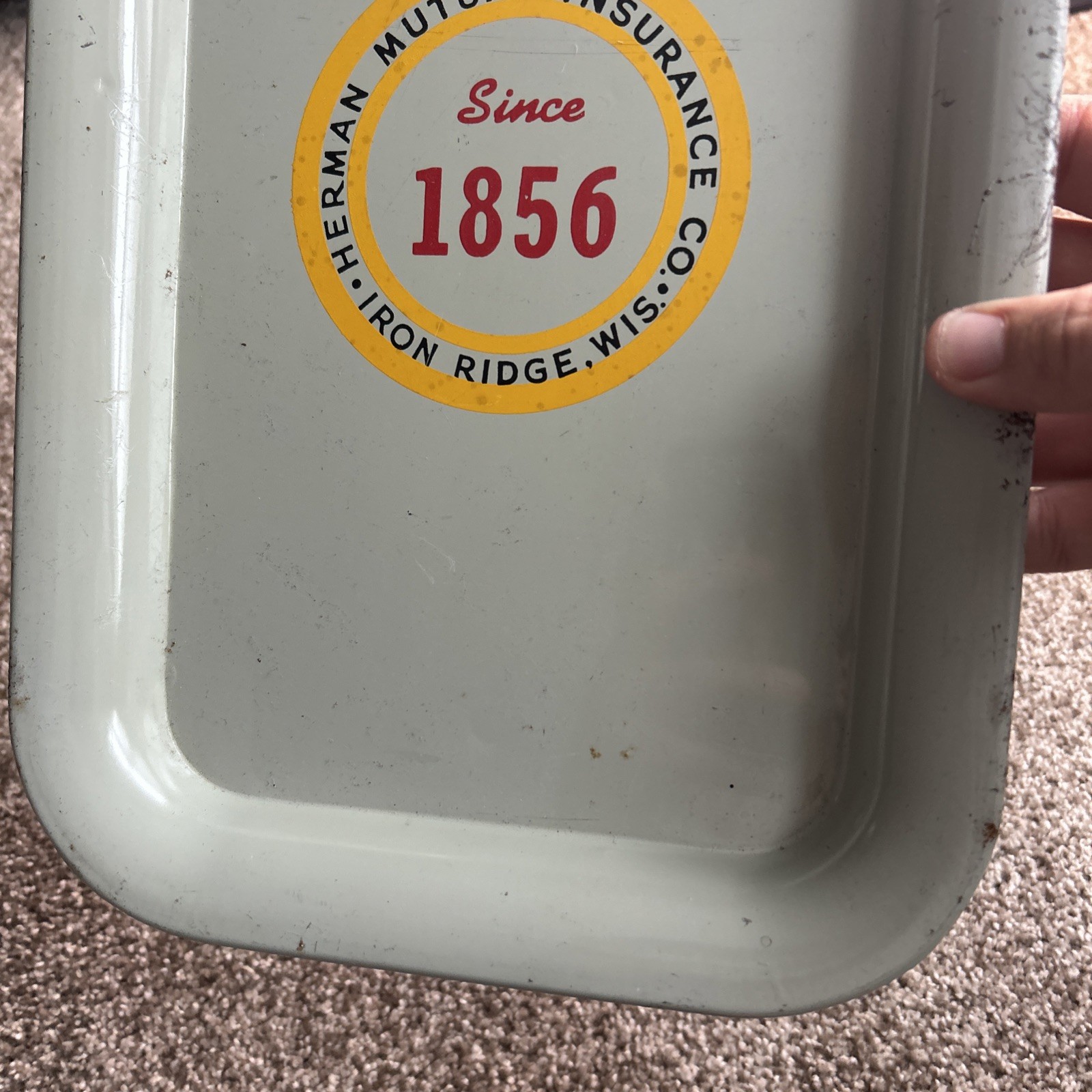 Vintage 1956? Herman Mutual Insurance Co. Iron Ridge, WI Steel Serving Tray