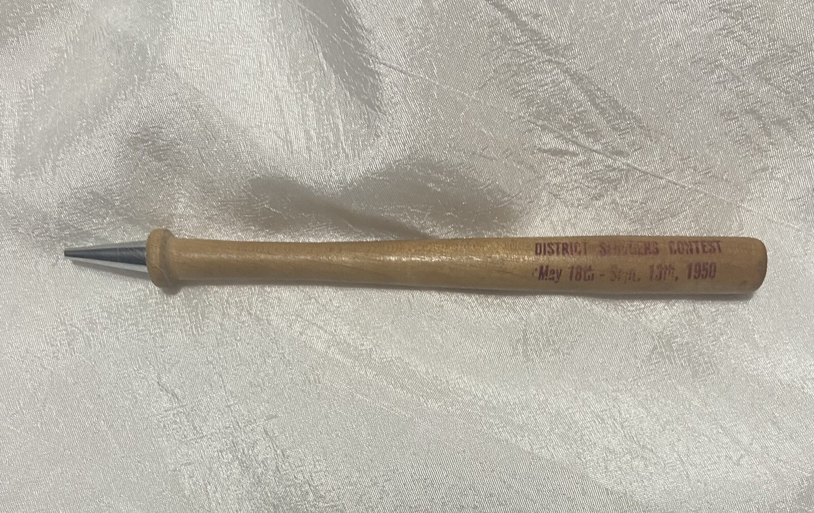 Vintage Mechanical Pencil Wood Baseball Bat 1950 Farmers Mutual Insurance Game
