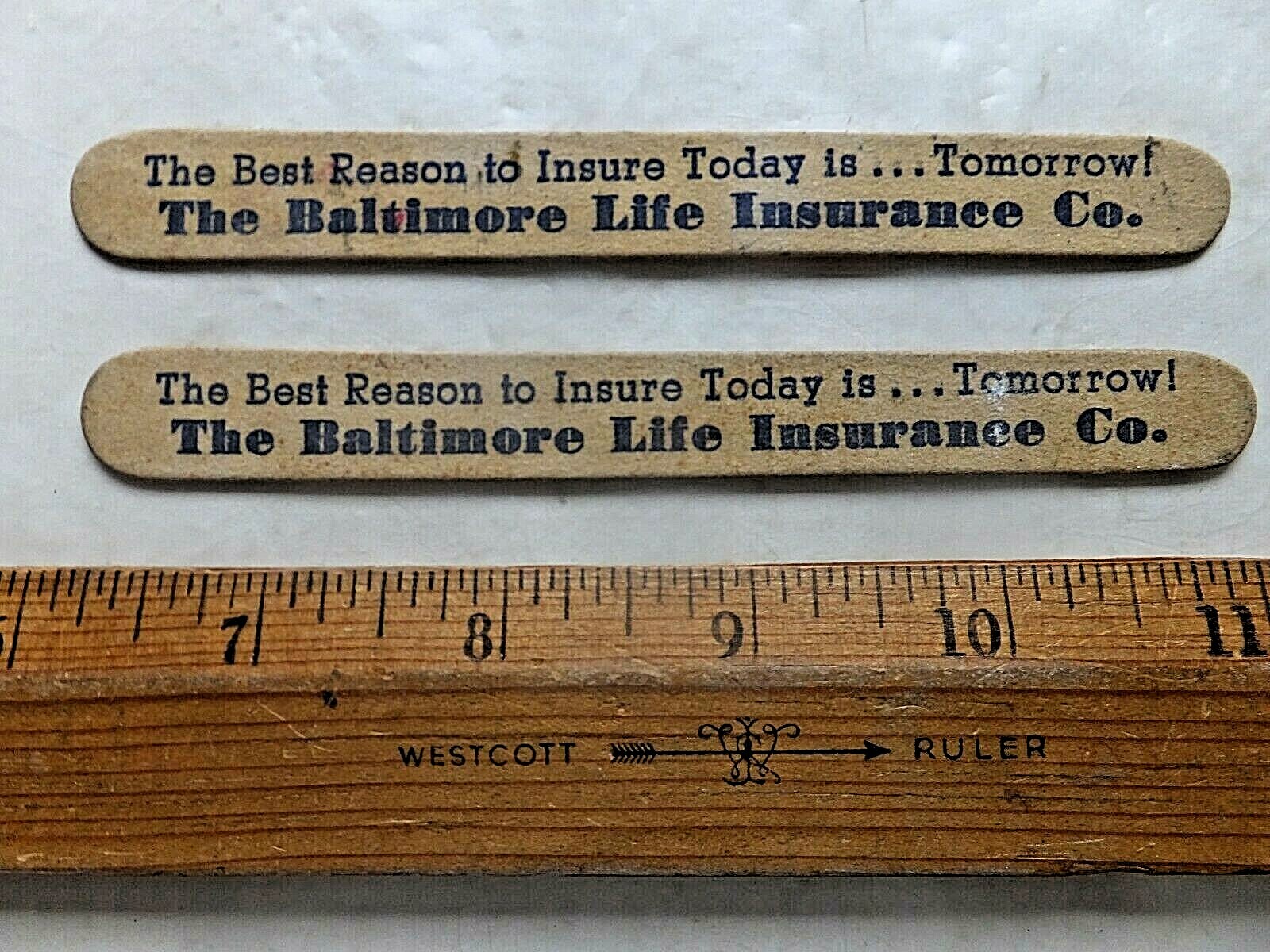 Two ca.1940’s/50’s Baltimore Life Insurance Company Advertising Emory Boards
