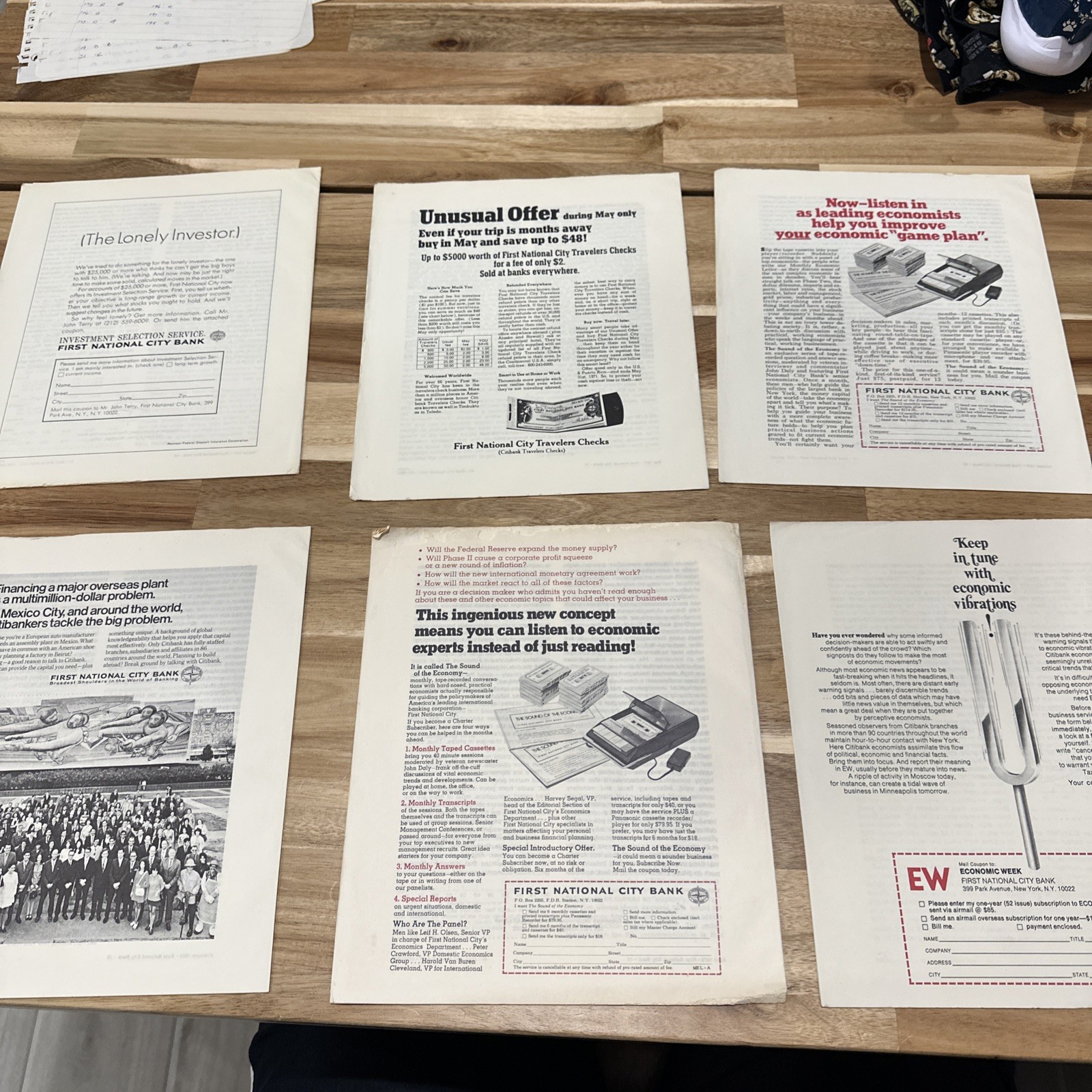 Lot of 6 First National City Bank Monthly Economic Letter 1971-1973 Vintage