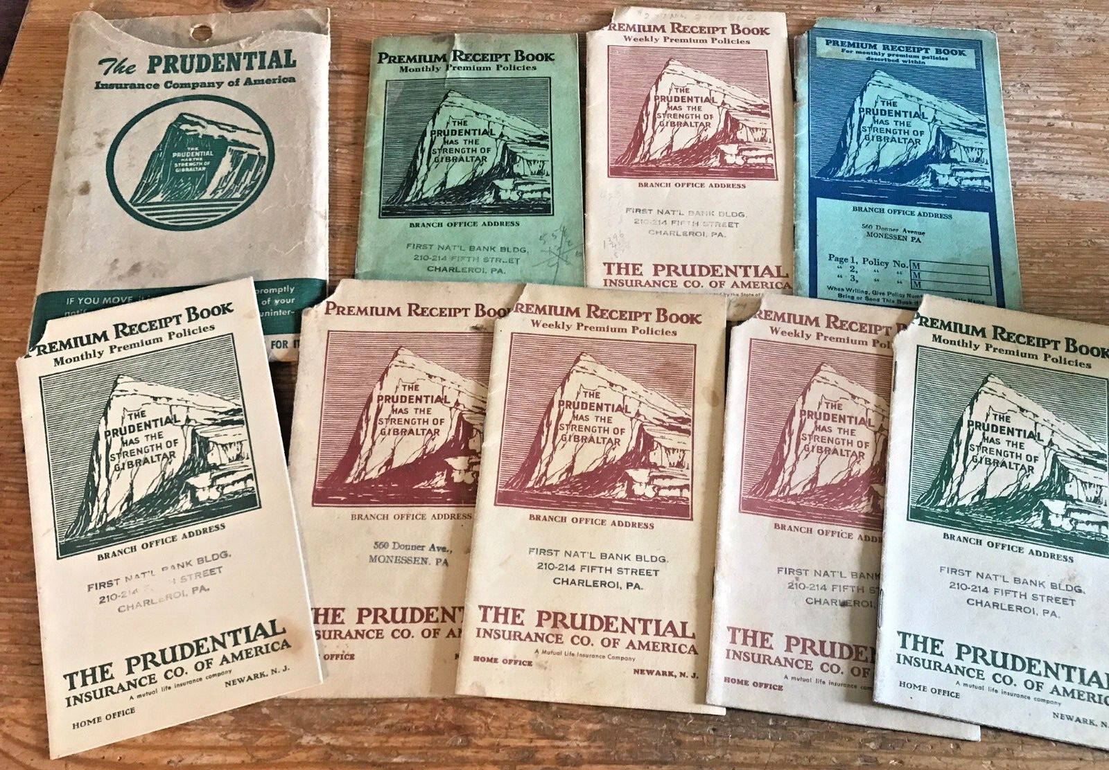 The Prudential Insurance Premium Receipt Payment Books 1930s 1940s Advertising