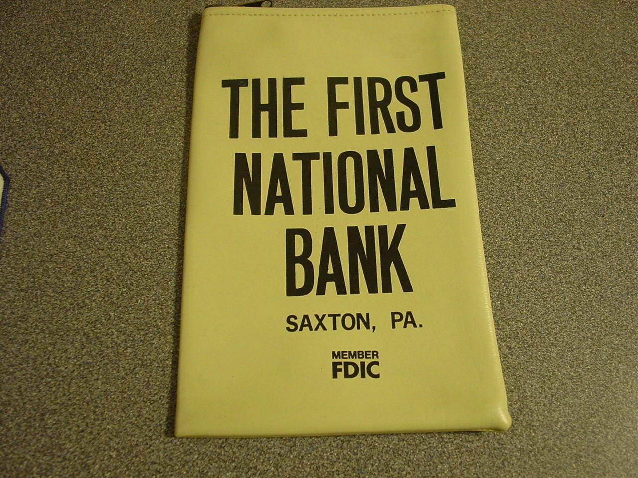 Vintage Saxton PA The First National Bank Bag Boxcar TRC Inc Top Load Tan