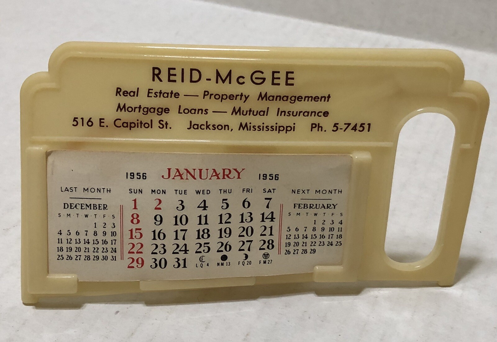 Vintage 1956 REID-McGEE – Jackson Mississippi – Advertising Desk Calendar