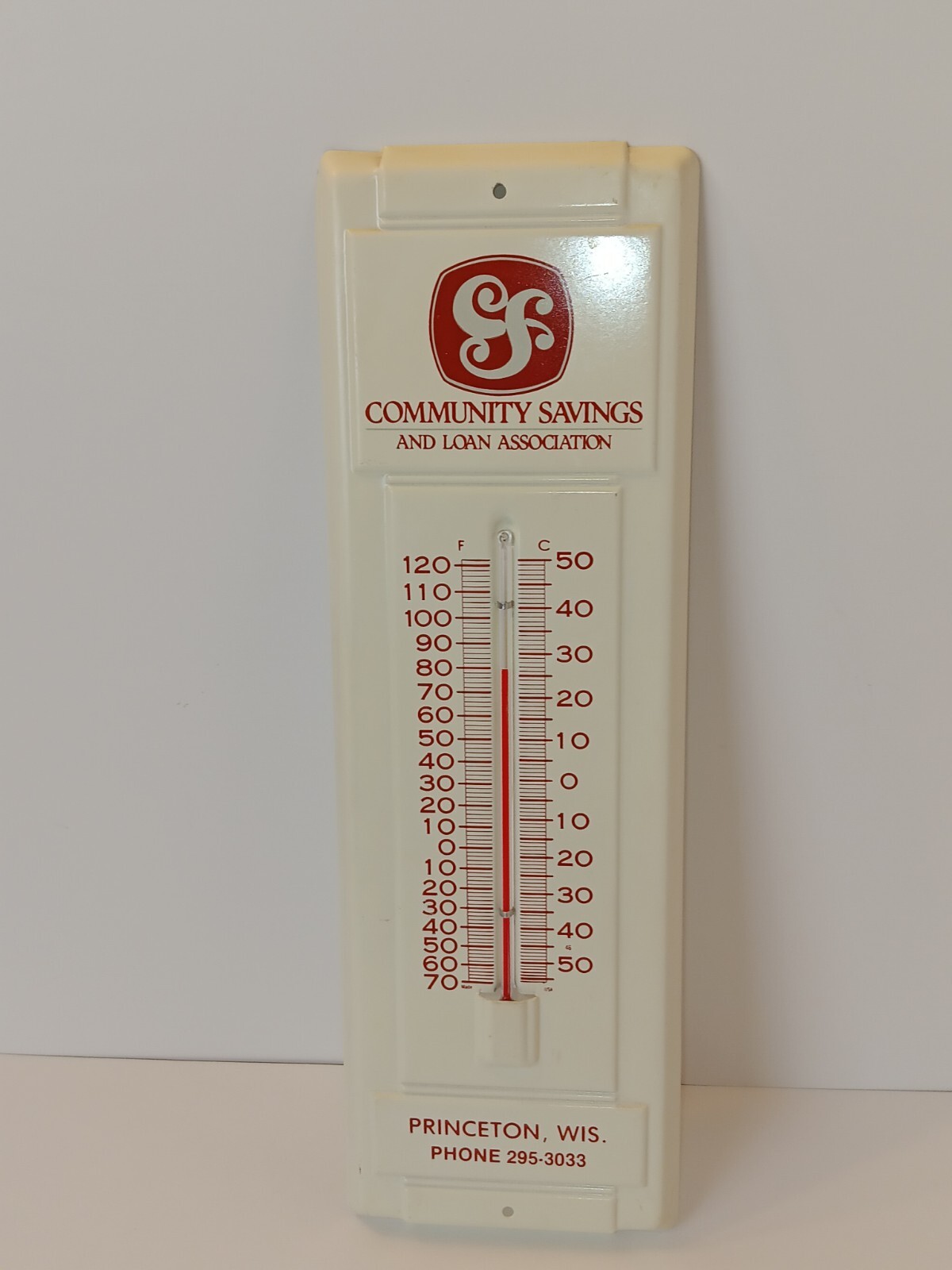 Princeton Wisconsin COMMUNITY SAVINGS Bank Advertising Thermometer Fond du Lac