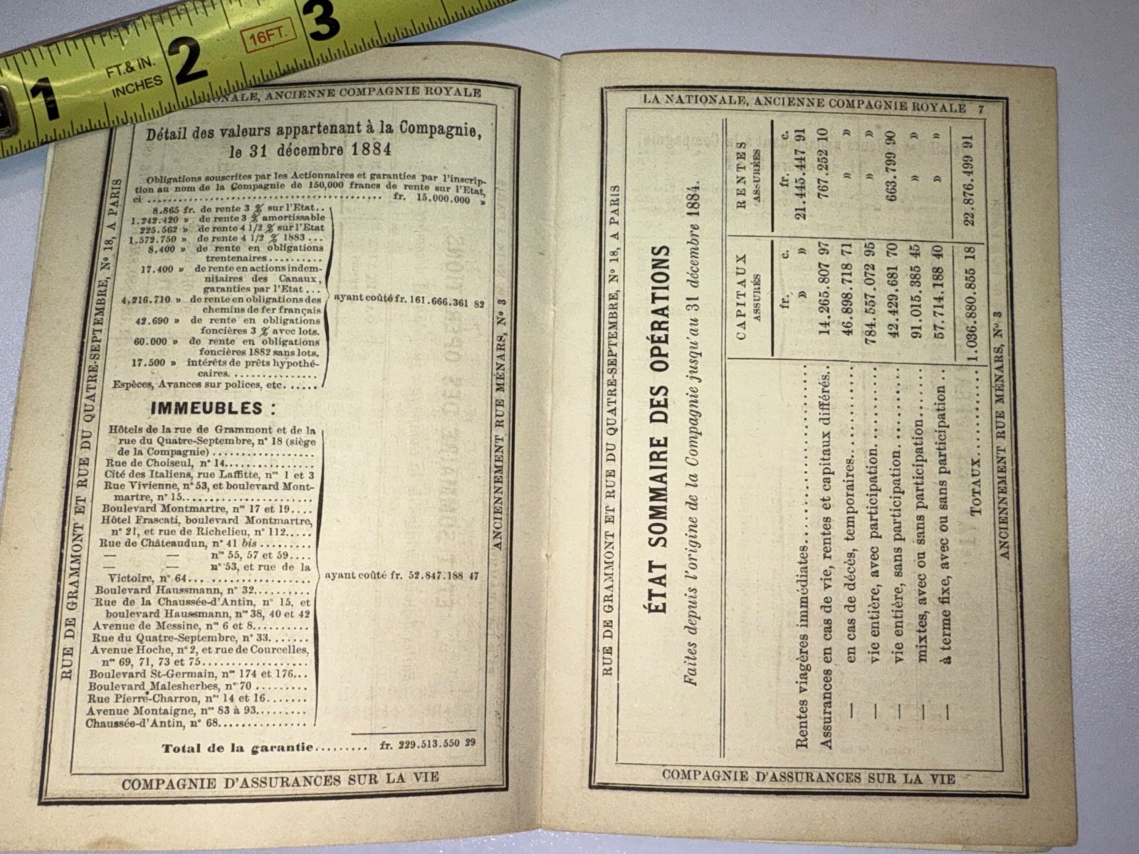 1885 LA NATIONALE COMPAGNIE D’ASSURANCES (THE NATIONAL LIFE INSURANCE COMPANY)