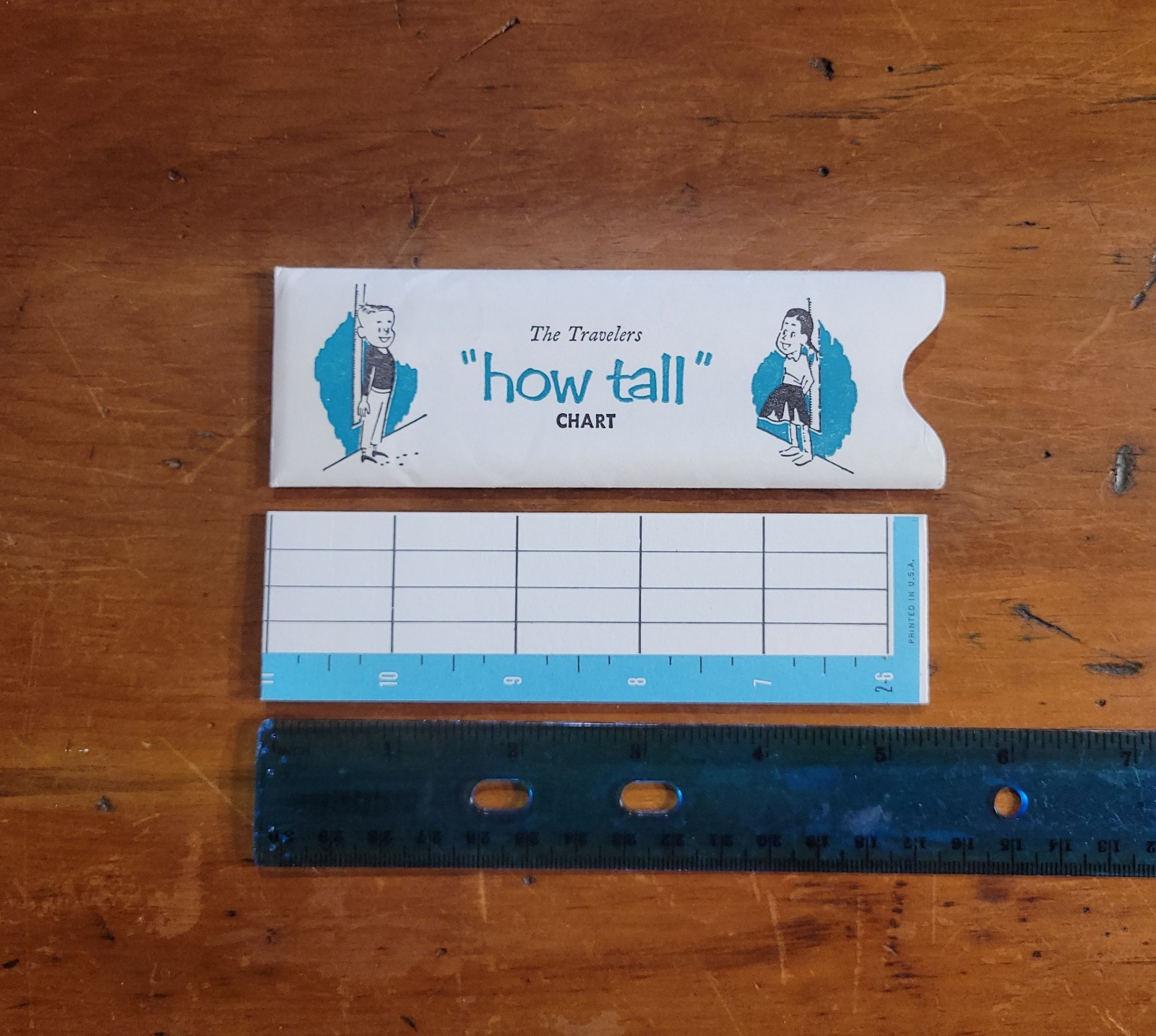 VTG ’60s The Travelers “how tall” Height Chart Insurance Advertising Made USA