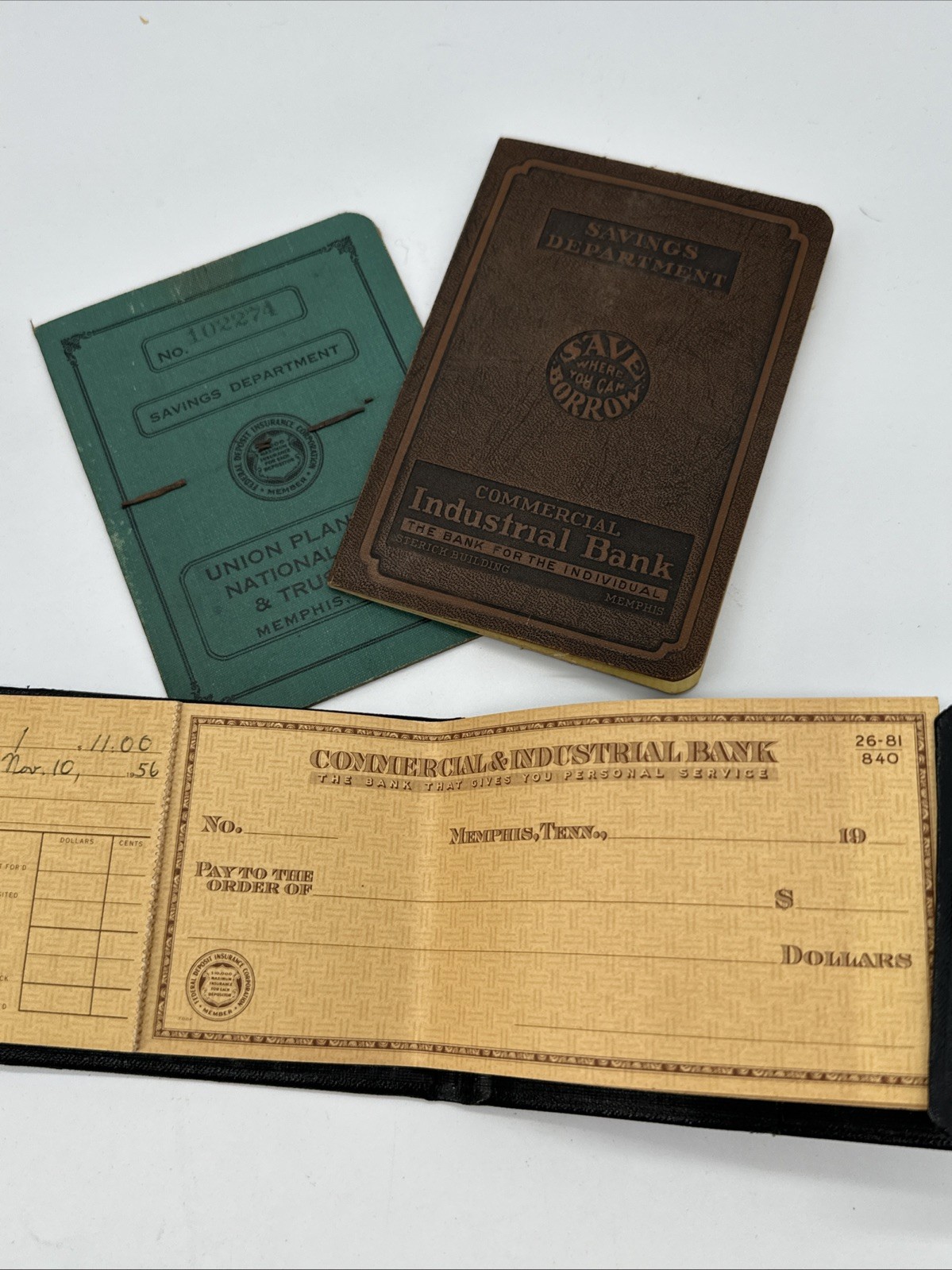 1956 Checkbook Commercial Industrial Bank Memphis Tn And Savings Books Ephemera