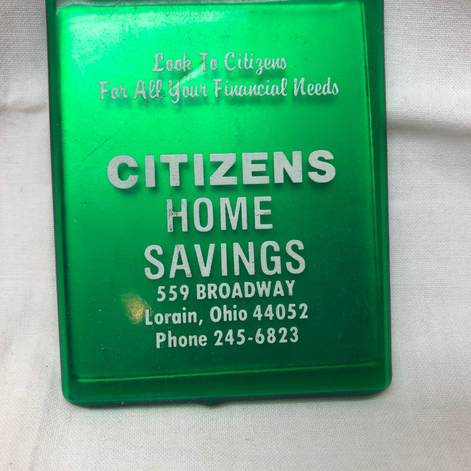 Vintage Citizens Home Savings Lorain Ohio Promotional Purse Mirror Green Rubber