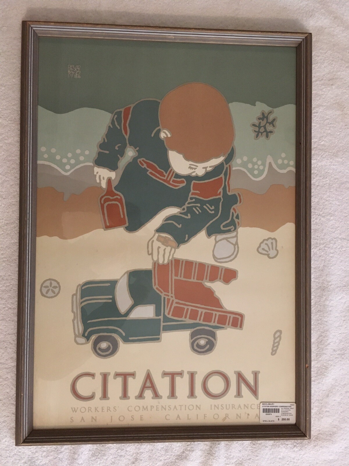 CITATION Framed Workers Compensation Advertising, San Jose CA, 1986