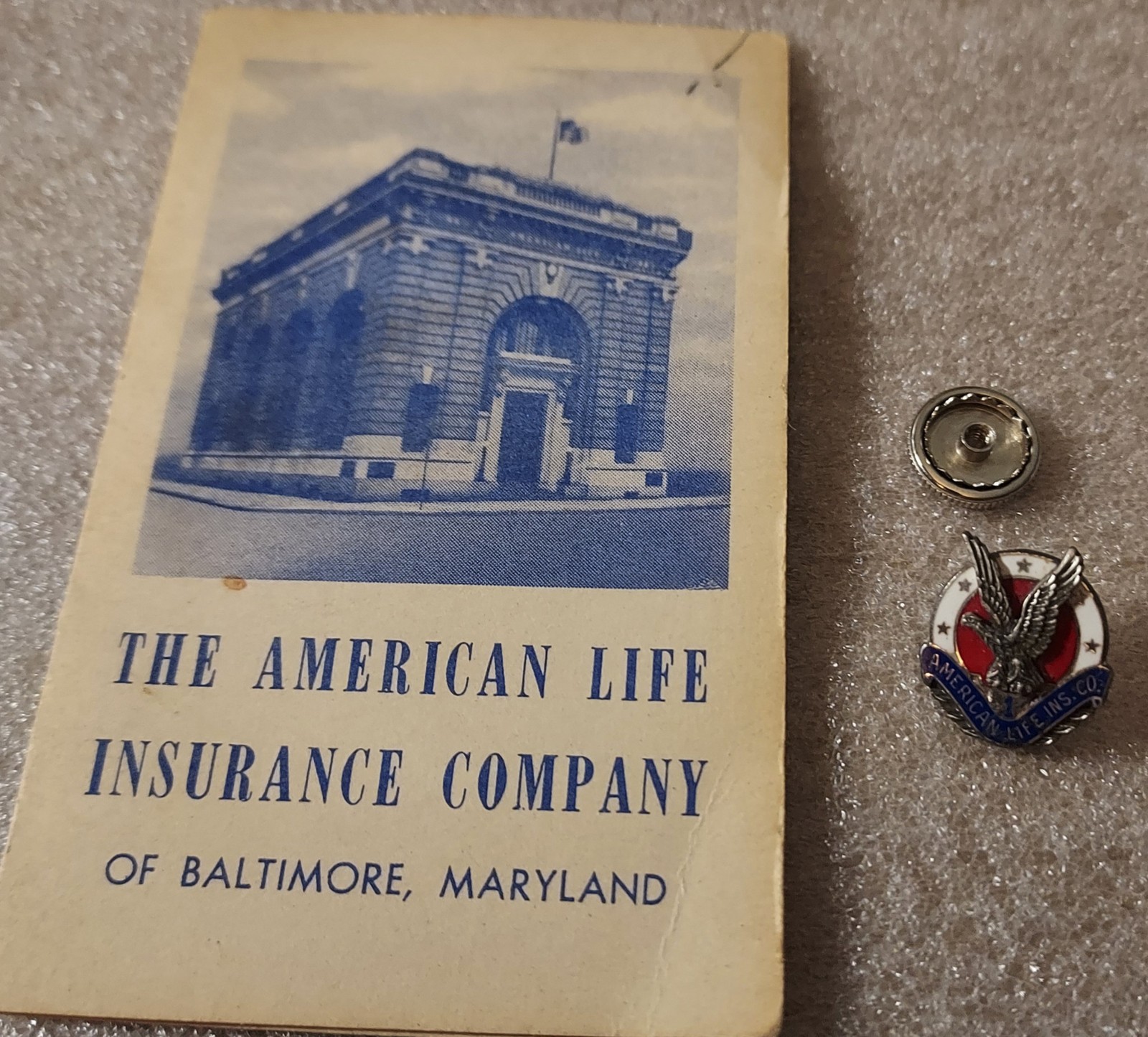 Vtg Deal/2 Adv Promo American Life Ins Co Sterling 3.4g Lapel Pin & Needle Kit