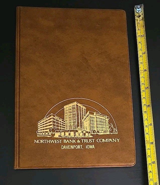 Northwest Bank & Trust Davenport Iowa Vintage Folio Folder Vinyl Faux Leather