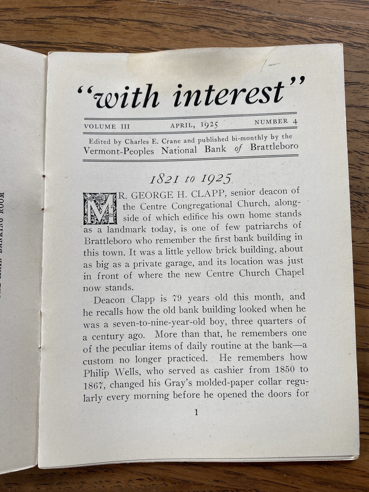 Vintage “With Interest” The Vermont-Peoples National Bank Battleboro Book 1925