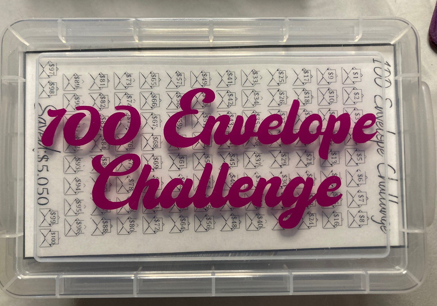 100 envelope savings challenge With Container – 2 Challenges-Save $2000 Or $5050