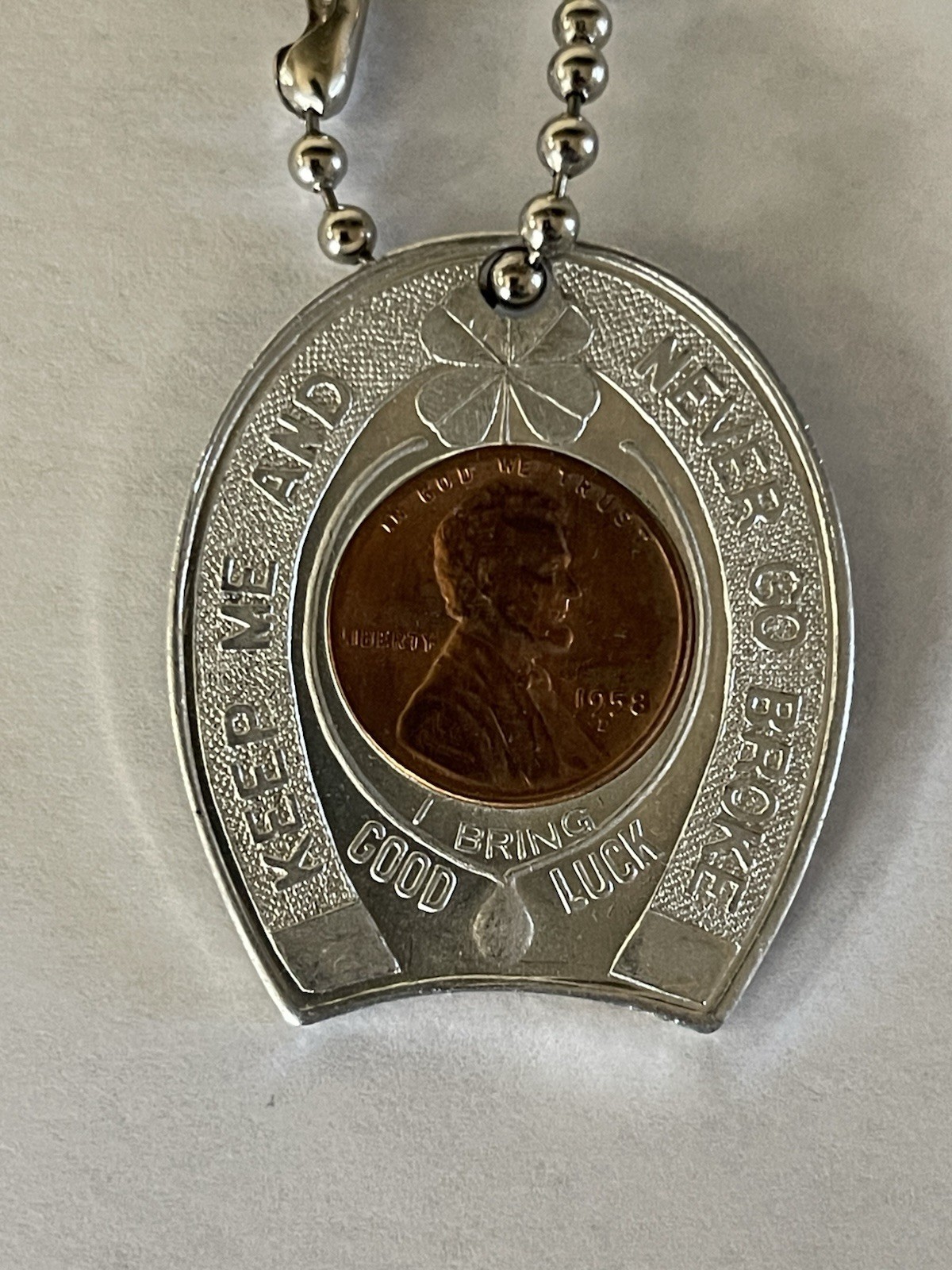 Wheat Penny 1958 D Springfield Marine Bank Keychain