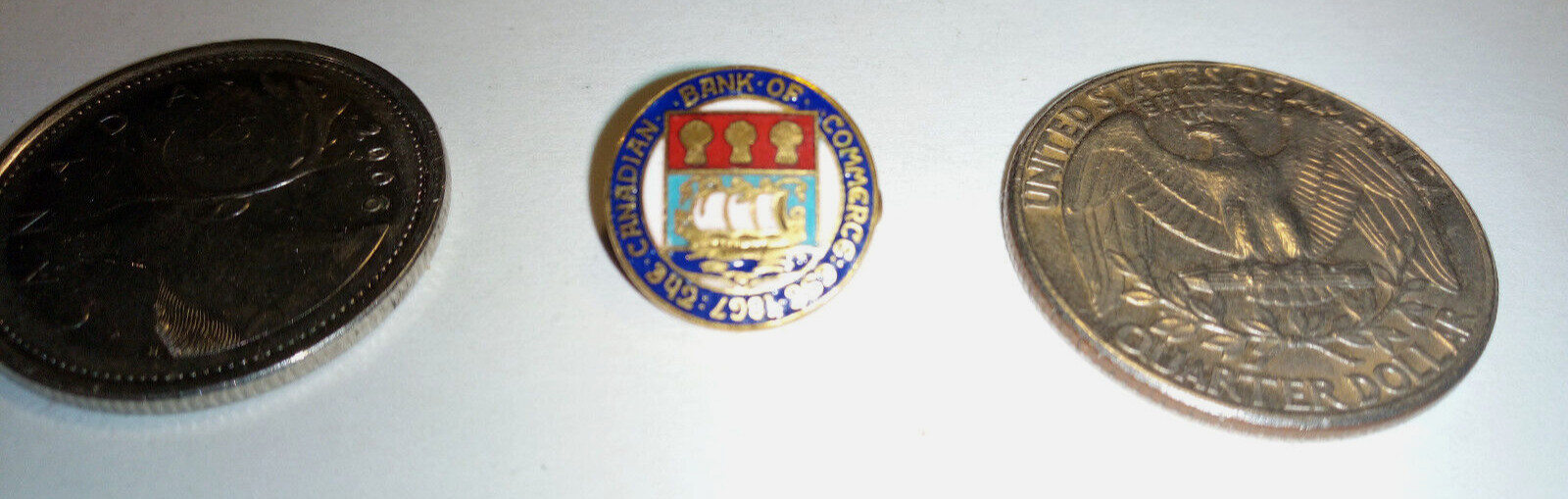 Vintage The Canadian Bank Of Commerce Est 1867 Enamel Lapel Hat Pin