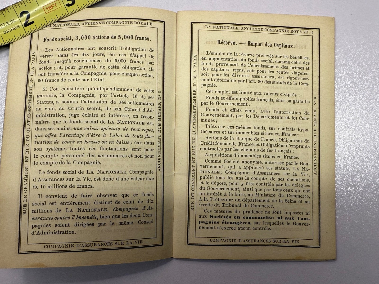 1885 LA NATIONALE COMPAGNIE D’ASSURANCES (THE NATIONAL LIFE INSURANCE COMPANY)