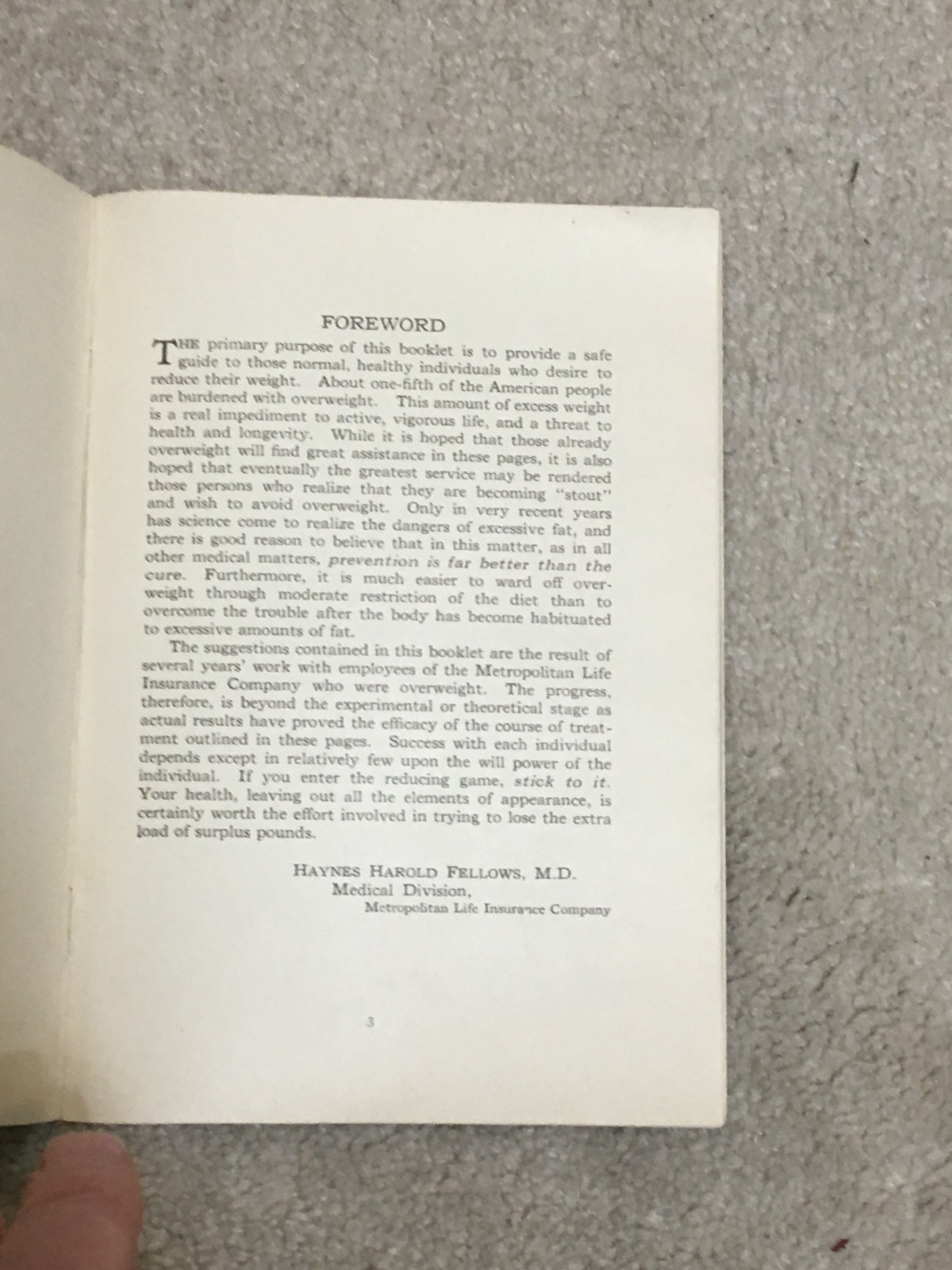 Vntg c1940s Booklet Overweight Its Cause & Treatment, Metropolitan Life Ins Co