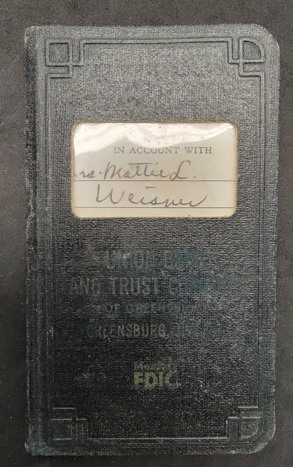 VTG 1969 UNION TRUST CO BANK ACCOUNT BOOK GREENSBURG INDIANA MATTIE L. WEISNER