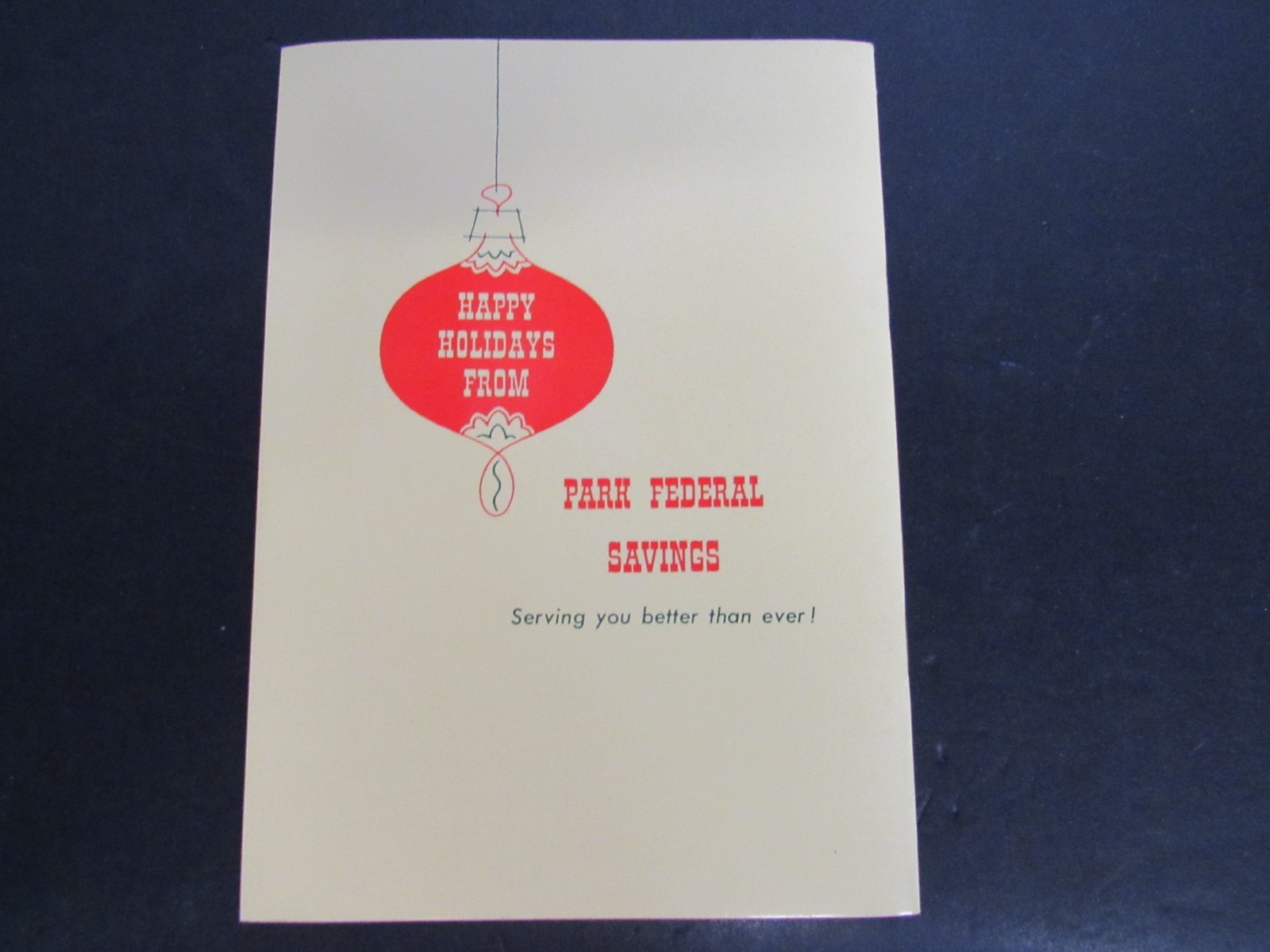 Vintage Christmas Card Record Book Park Federal Savings Columbus, Ohio ~ Unused