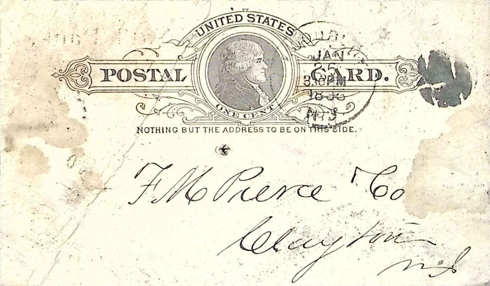 Farmers & Mechanics National Bank Woodbury NJ 1890s Postal Card