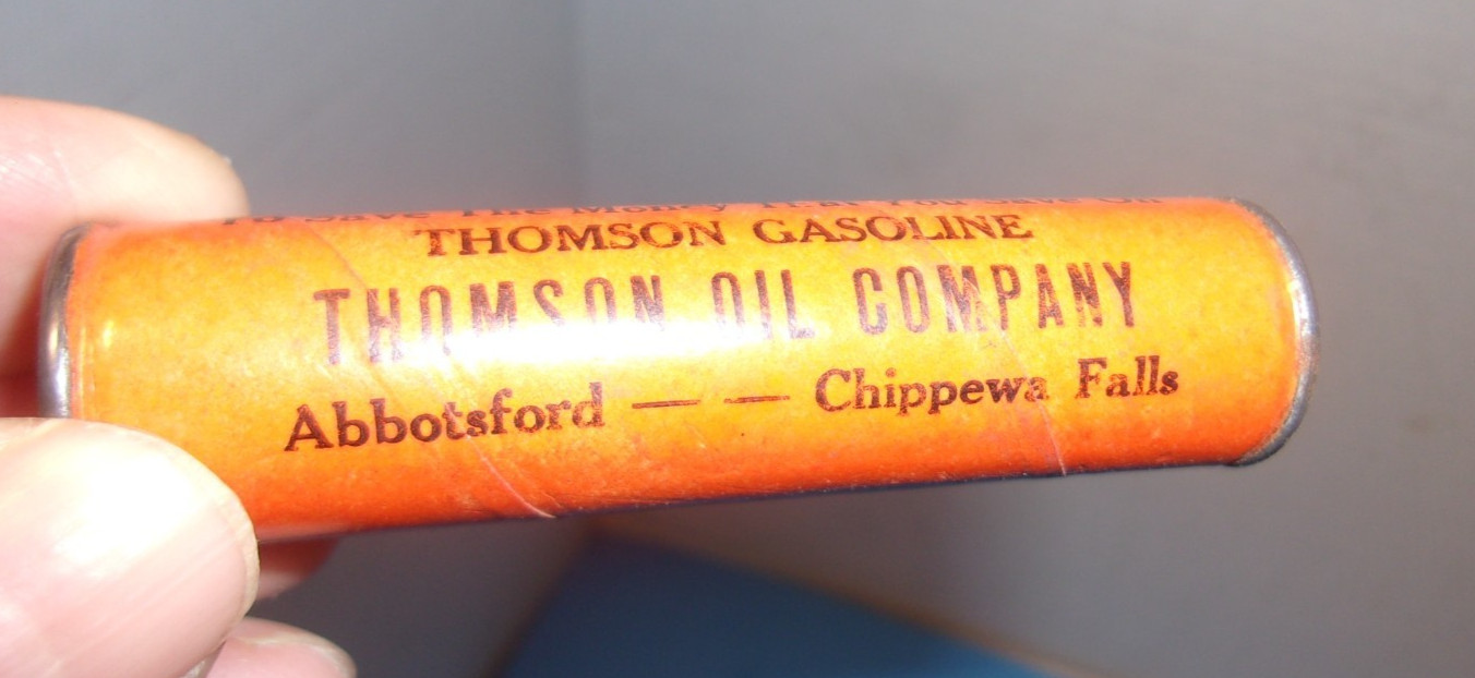 Vintage Thompson Oil Company Abbotsford Wi Advertising Dimes Tube Bank