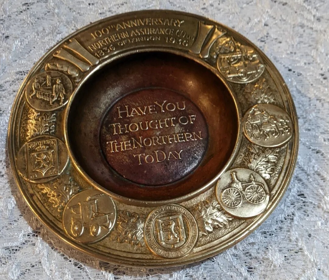 100th Anniversary NORTHERN ASSURANCE CO. OF LONDON 1836-1936 Brass Copper Tray🌟