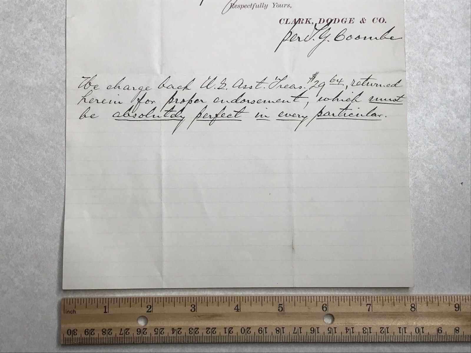 MBE24 Bank Letterhead correspondence 1887 Office of Clark Dodge & Co New York NY