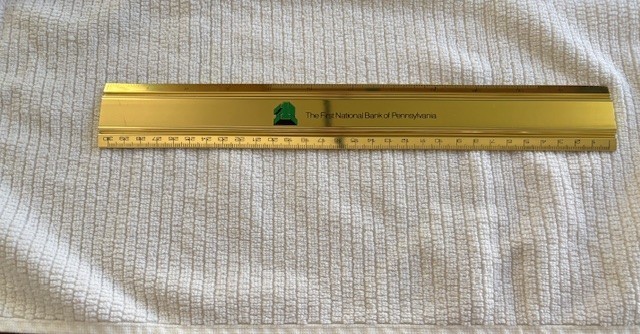 First National Bank of Pennsylvania gold tone metal ruler vintage