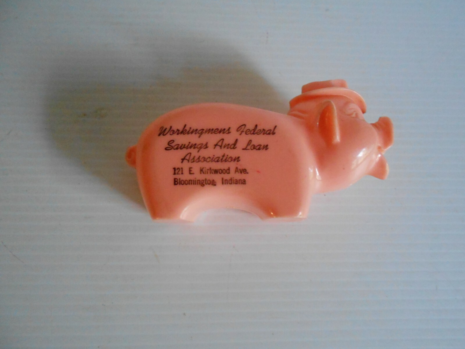 SMALL PLASTIC ADVERTISING PIG – WORKINGMENS FEDERAL SAVINGS & LOAN ASSOCIATION